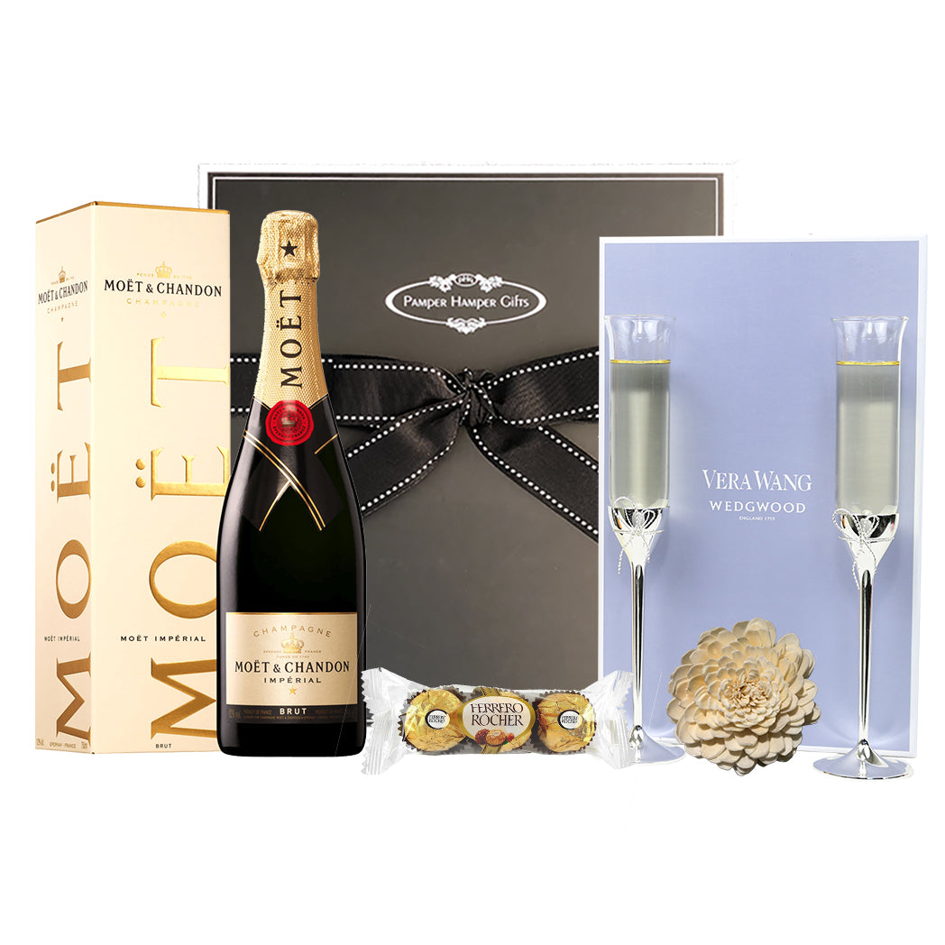 Vera Wang Love Knots Toasting Flutes with Moët & Chandon Imperial Brut Champagne