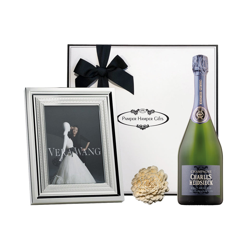 Vera Wang Wedgwood With Love Silver Photo Frame (5 x 7 inch) & Charles Heidsieck Brut Reserve Champagne 750ml