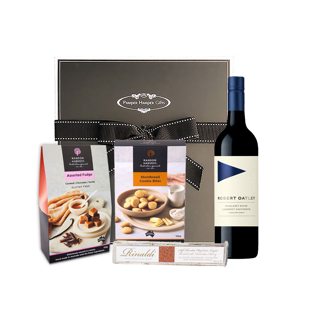 Gourmet hamper with red wine