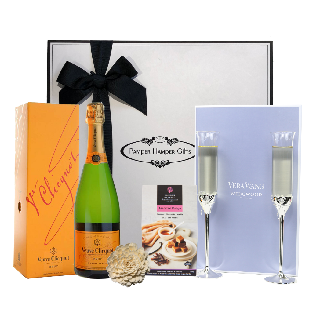 Vera Wang Toasting Flutes & Veuve Champagne Hamper