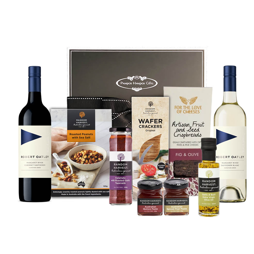 Wine Duo & Nibbles Gourmet Food Hampers Perfect for Any Occasion