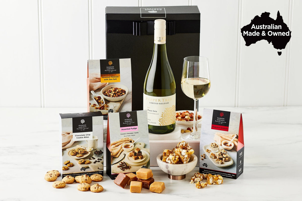 White Wine With Treats Hamper | Pamper Hamper Gifts Australia