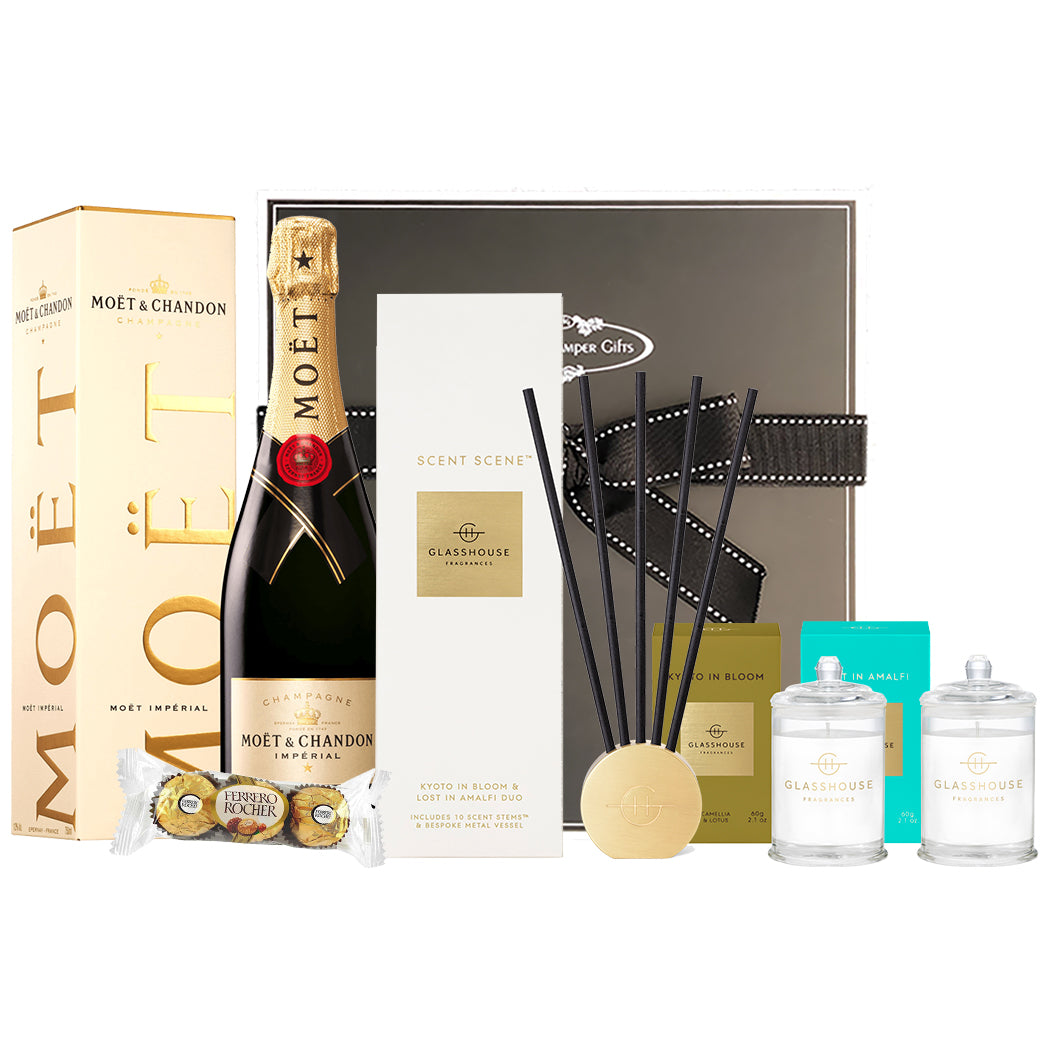 Scent Scene with Moët Luxury Candle Gift Basket Hampers Australia