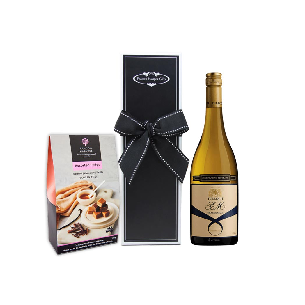 Tulloch E.M. 2017 Limited Release Chardonnay Hamper & Random Harvest Gourmet Fudge